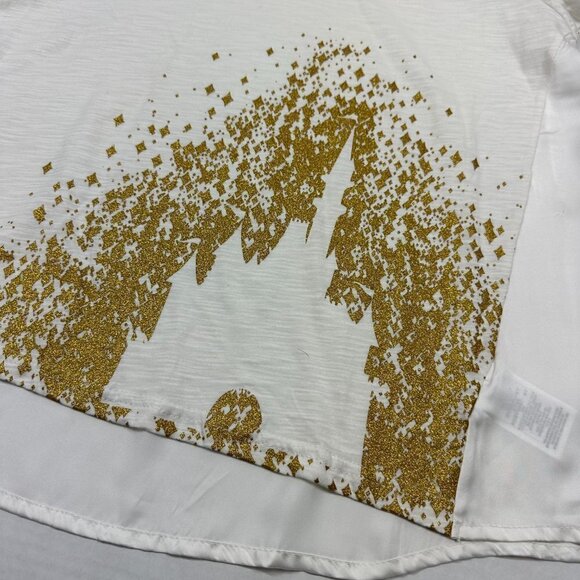 Disney Women's Shirt - Cinderella Castle - Gold Glitter, Medium - Picture 3 of 10